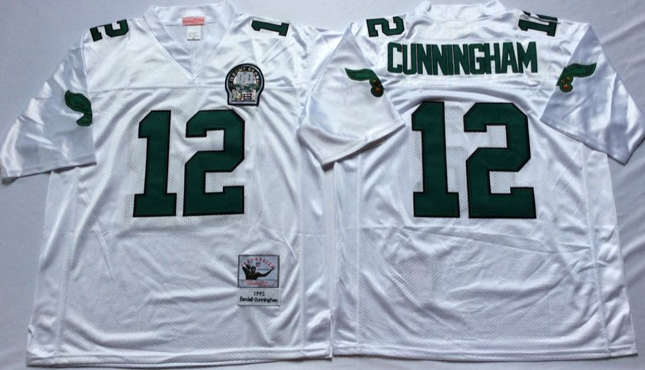 Men Philadelphia Eagles 12 CUNNINGHAM white Mitchell Ness jerseys